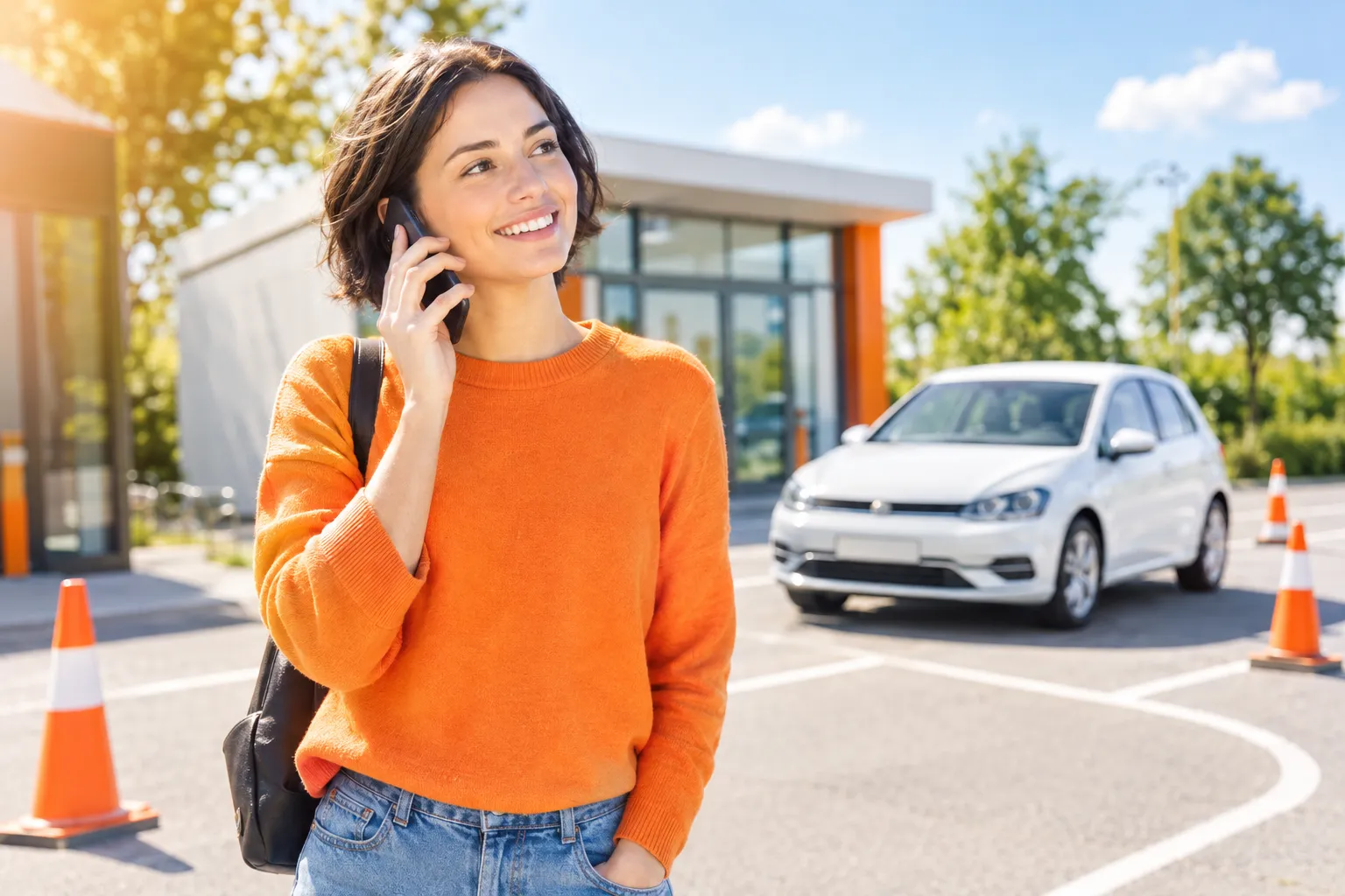 Junge Frau am Telefon