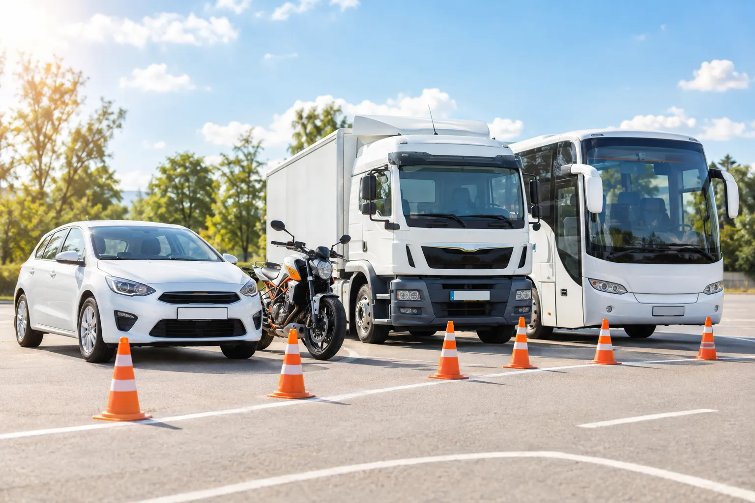 Pkw, Motorrad, LKW und Bus