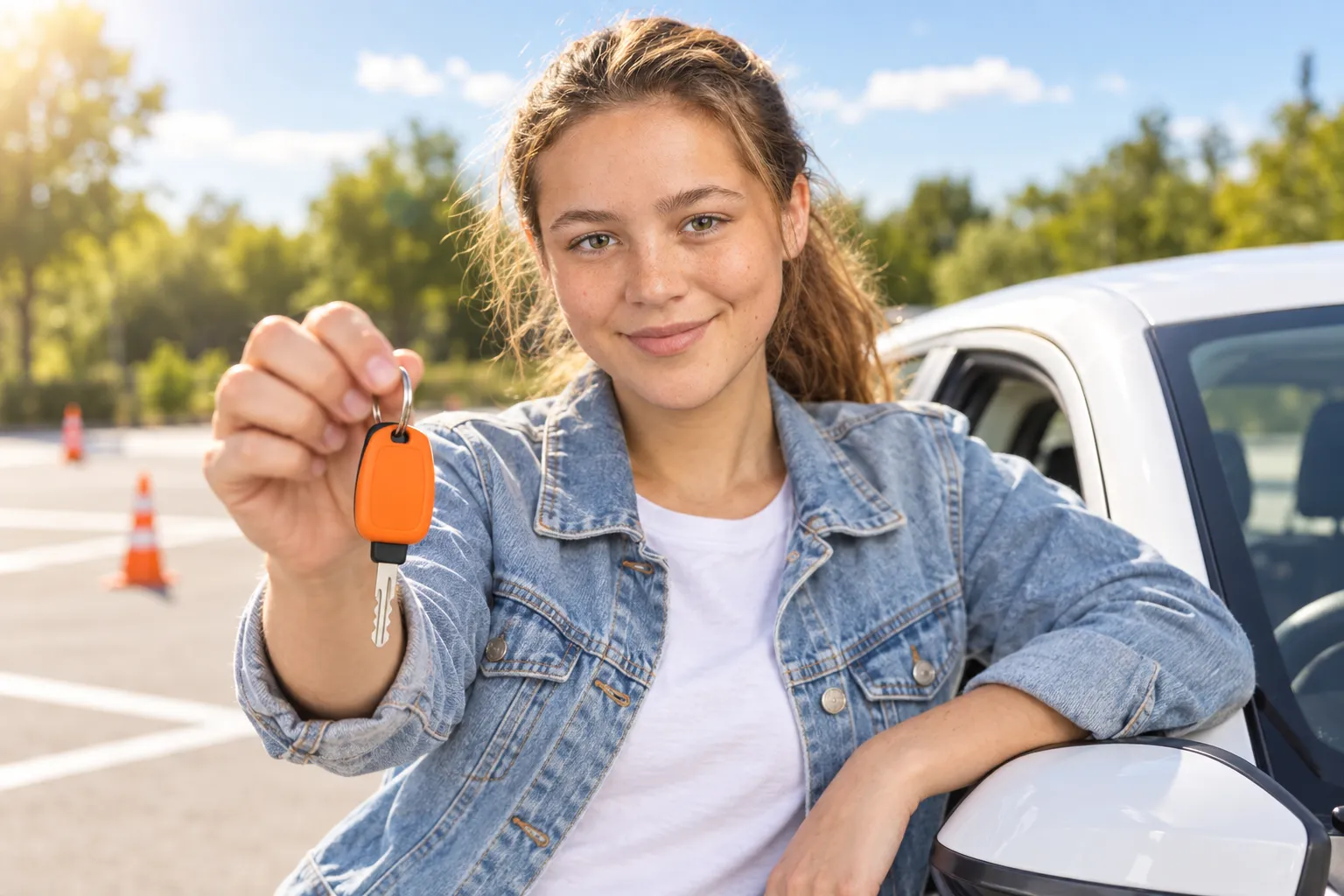 Junge Frau mit Autoschlüssel