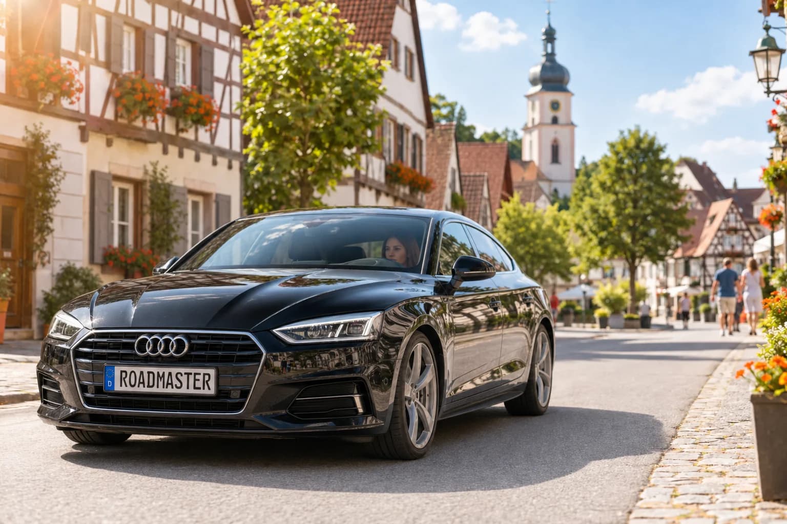 Schwarzer Audi A5 der Roadmaster Company in der Altstadt