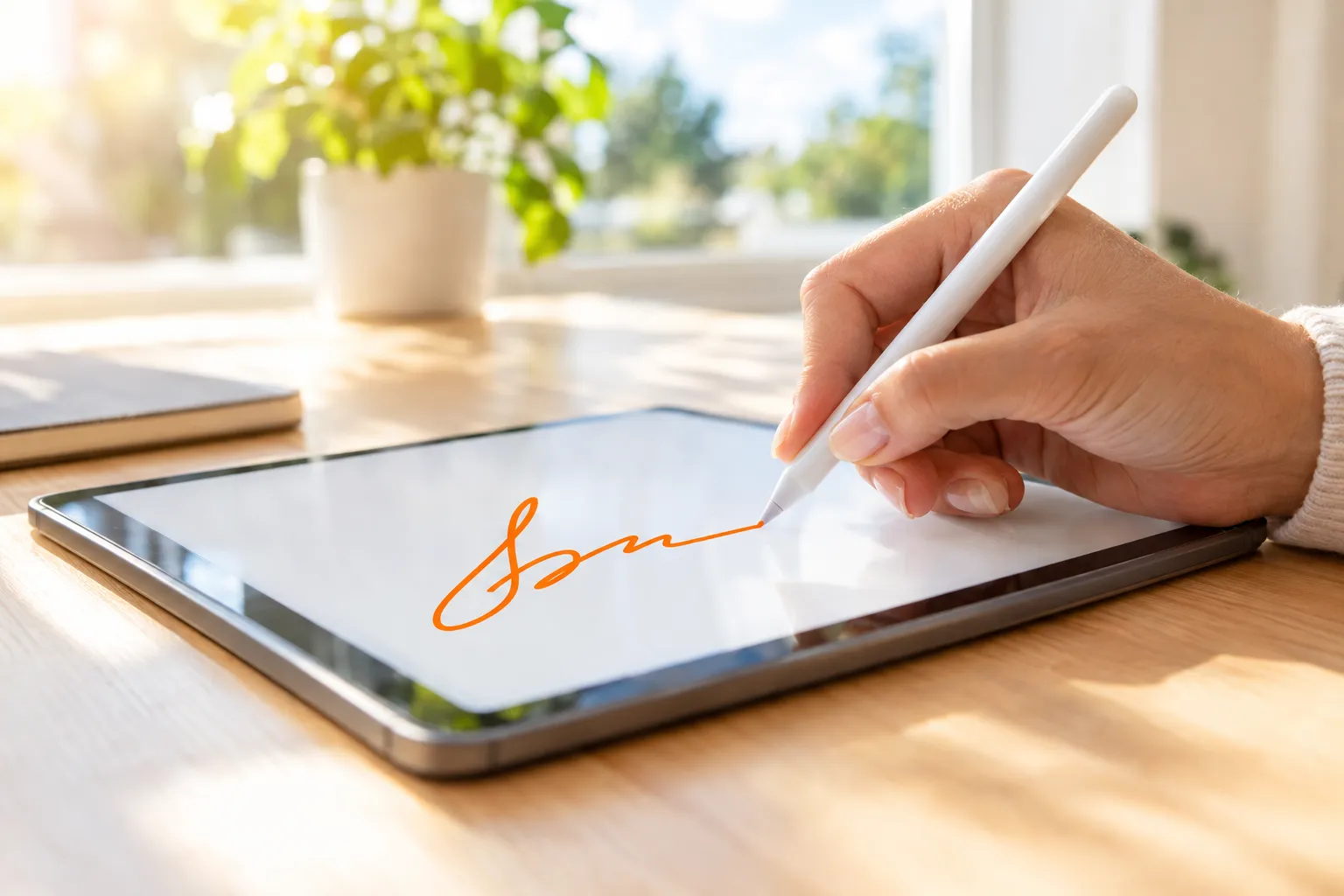 Unterschrift auf dem Tablet